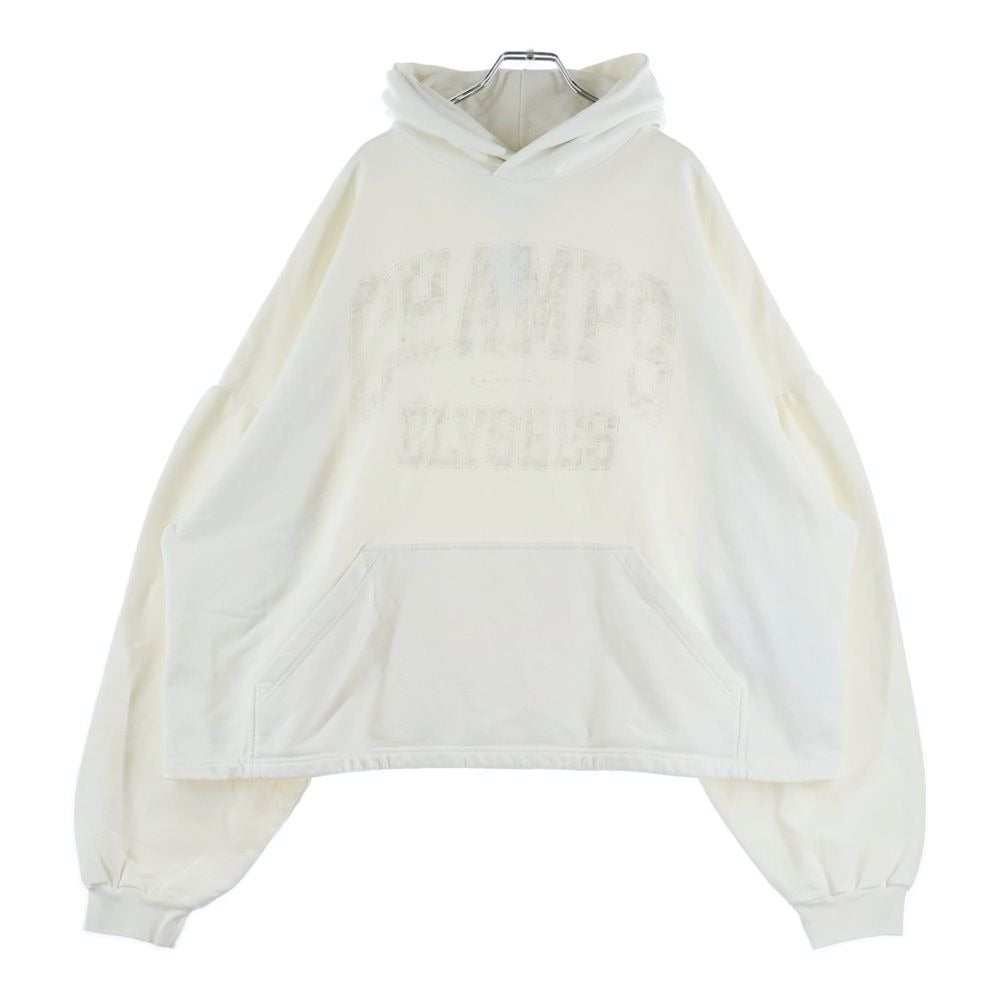 Balenciaga Champs Elysees Cropped Pullover Hoodie White