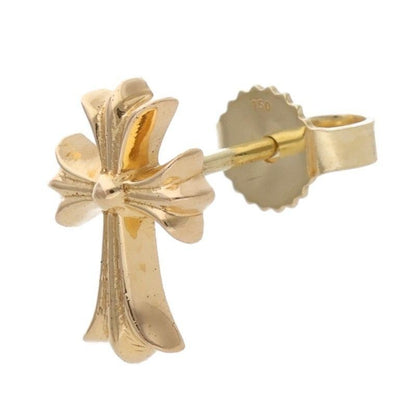 Chrome Hearts 22k CH Crss 2 Fat CH Cross Fat Stud Gold Earrings