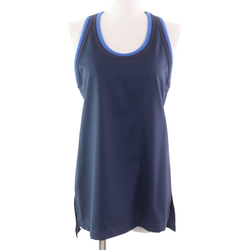 LOEWE S540y07x31 100% Wool None Fabric Ribbed Tank Top Dark Navy 32 Genuine
