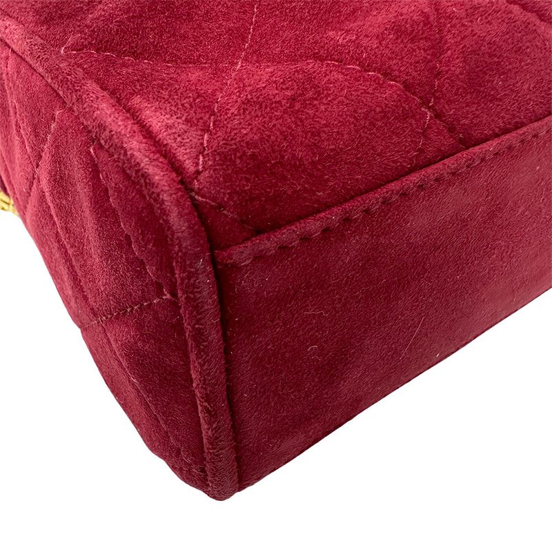 Chanel Bag Women's Brand Shoulder Bag Suede Matelasse Bordeaux Gold Hardware