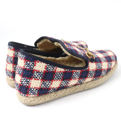 Gucci Horsebit Tweed Boa Espadrille Shoes Multicolor 38.5 Storage With Bag Made