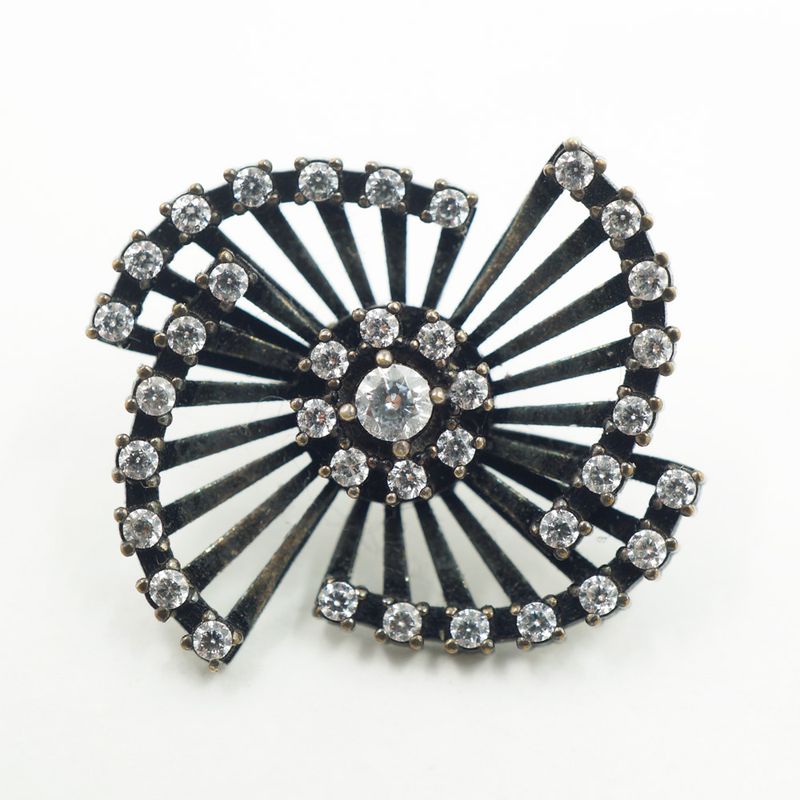 Saint Laurent Pin Brooch Rhinestone Approx 2.9g Black Clear Accessories