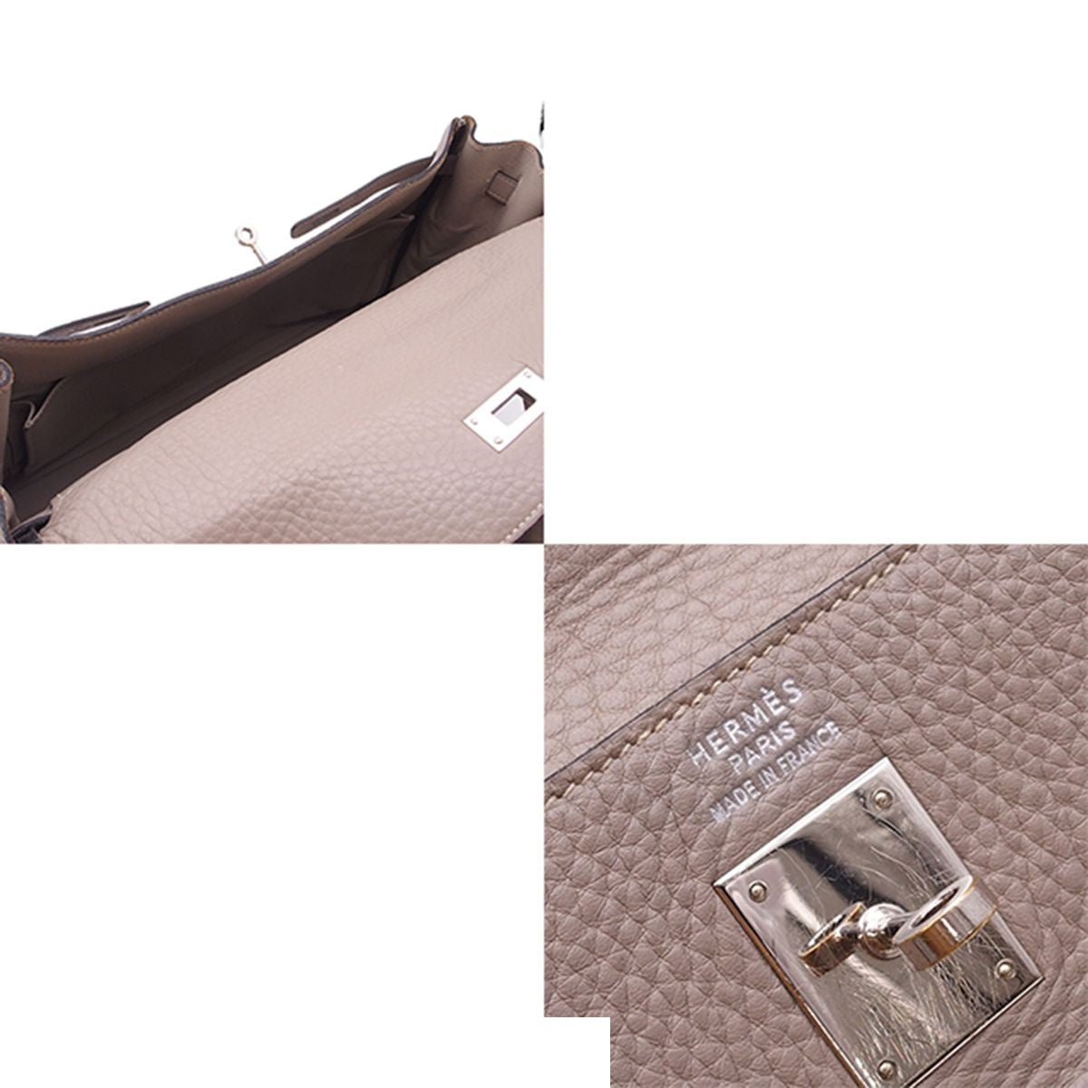 Hermes Kelly 35 Gray Silver Taurillon Clemence Handbag — view 5