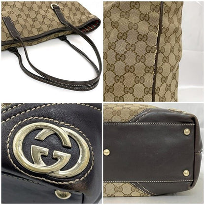 Gucci Tote Bag Beige Brown Interlocking 169945