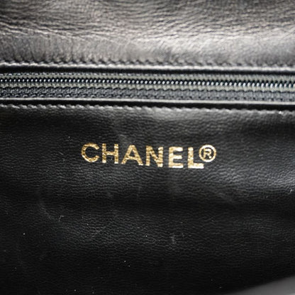Chanel Shoulder Bag Matelasse Lambskin Black Gold Hardware Women