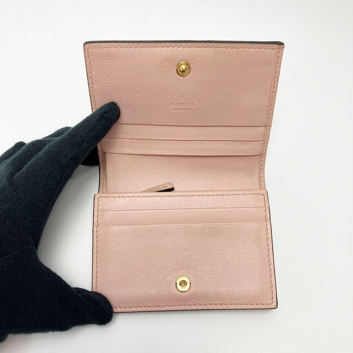 Gucci GG Supreme Bifold Card Case Wallet 701489 Pink Ice Cream Wallet