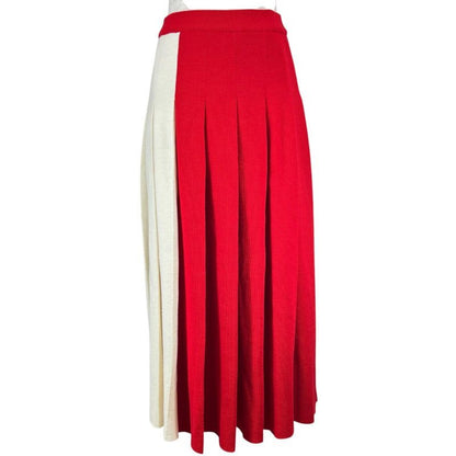 Gucci 23 SS 100% Wool Long Length Pleated Skirt Red