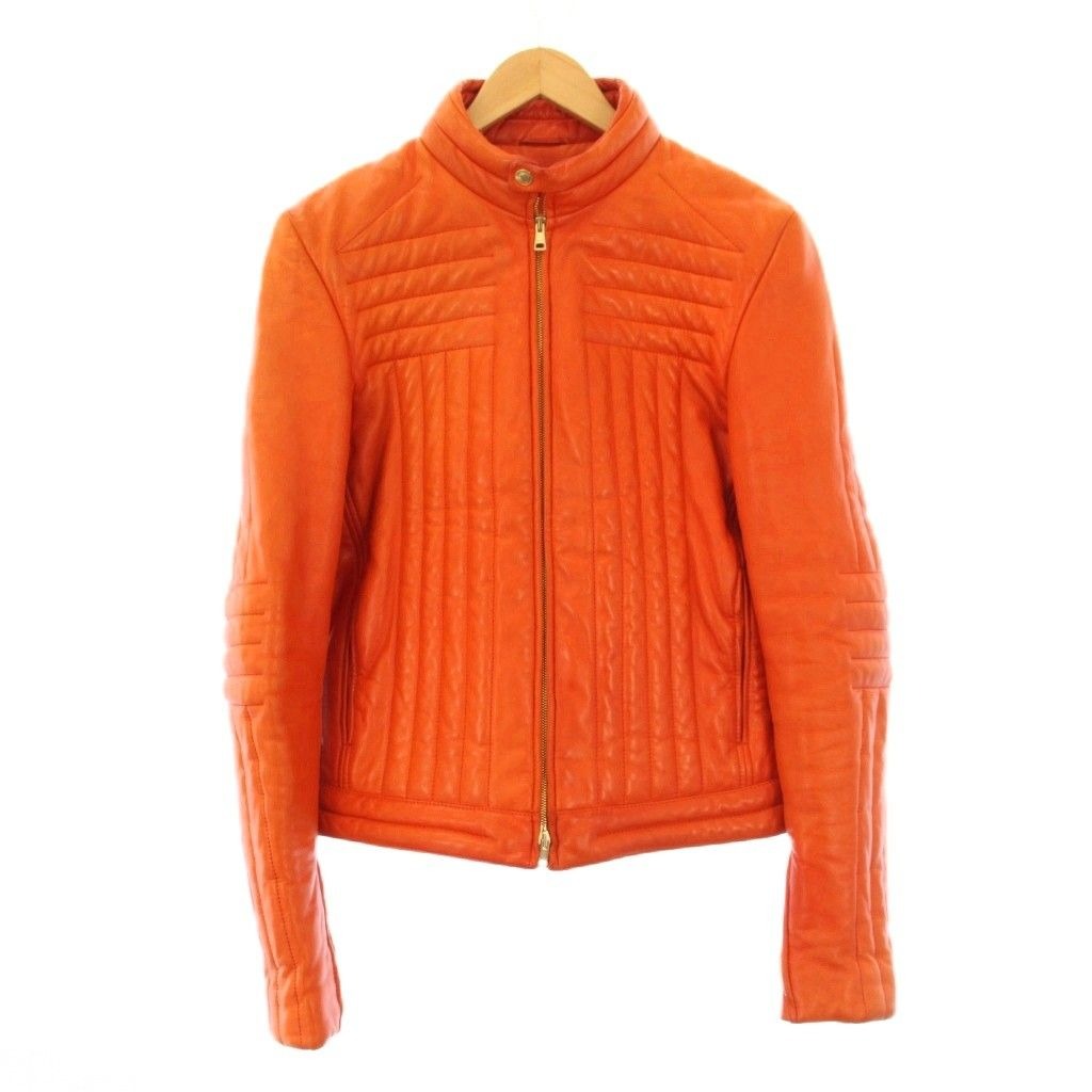 Gucci Era Single Rider Jacket Leather 46 Orange