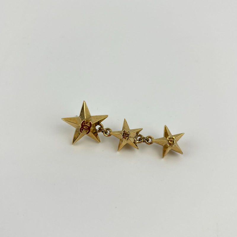Chanel Coco Mark Accessories Earrings Star Motif Gold A17C Vintage Ladies