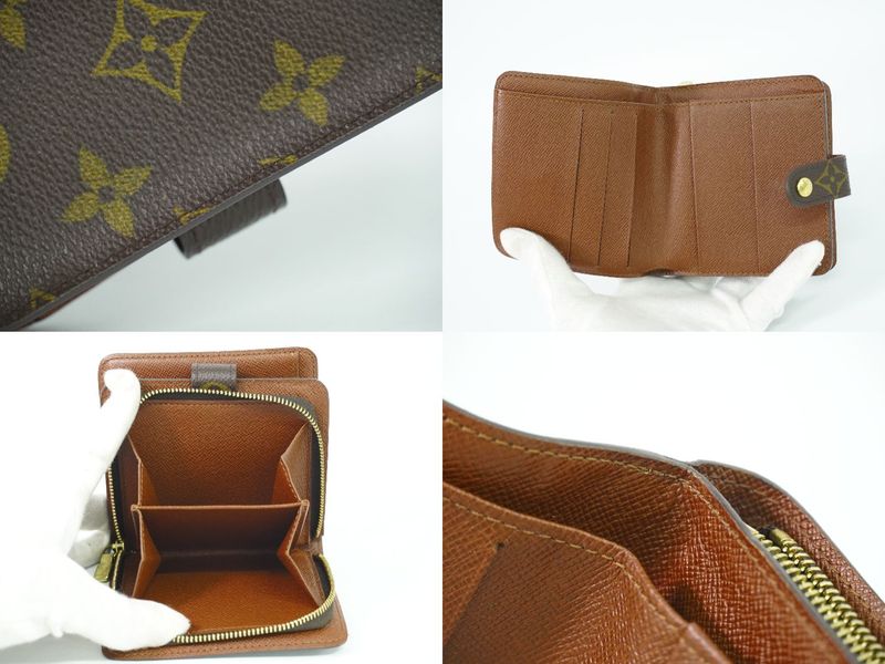 Authentic Louis Vuitton LV Compact Zip Monogram Fold Wallet Brown M61667