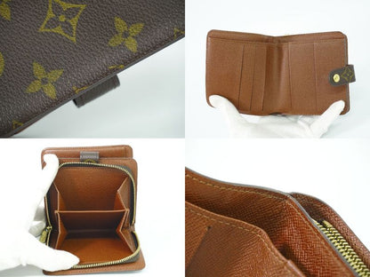 Authentic Louis Vuitton LV Compact Zip Monogram Fold Wallet Brown M61667