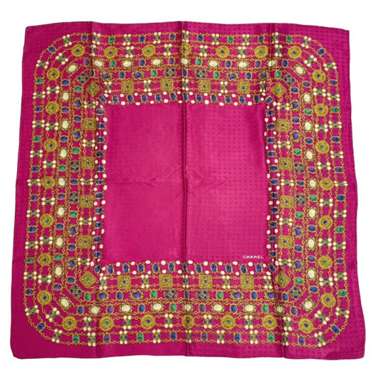 Chanel Jewelry Scarf Silk Pink Multicolor