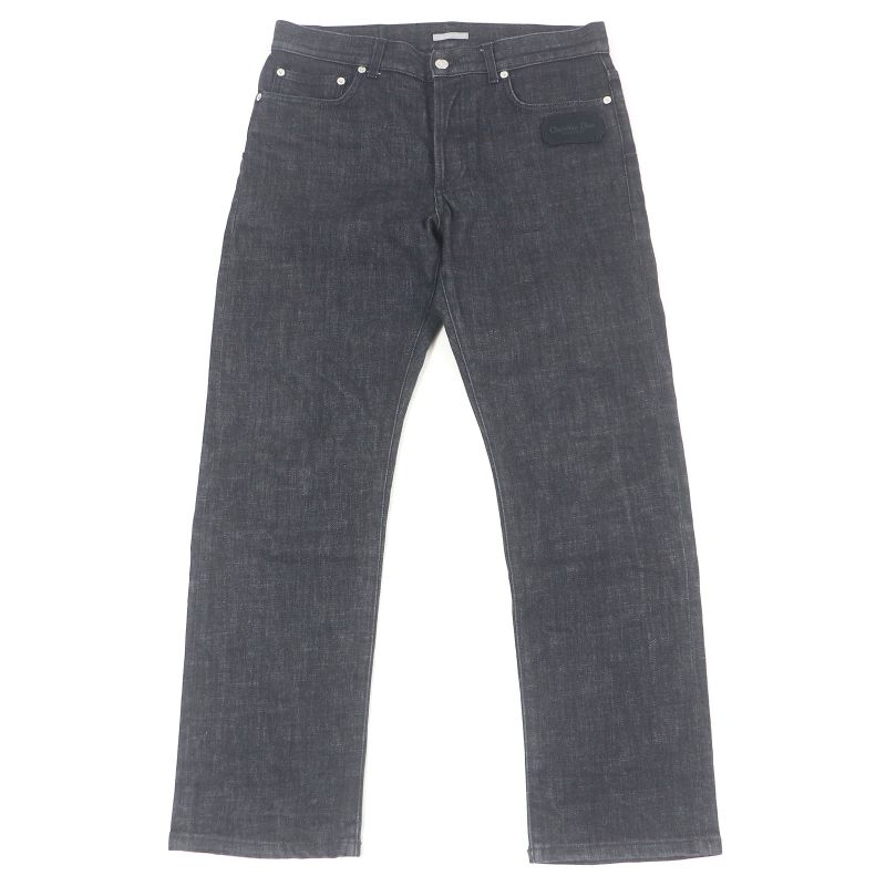 DIOR 313ds14b315x Logo Patch Leather Patch Button Fly Denim Pants Jeans Black
