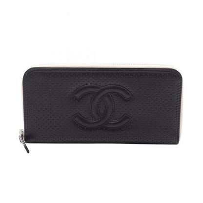 Chanel Round Long Wallet Coco Mark Black Leather