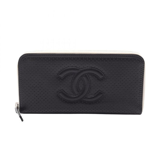 Chanel Round Long Wallet Coco Mark Black Leather