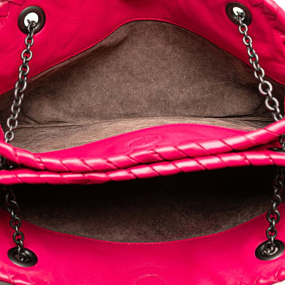Bottega Veneta Intrecciato Chain Shoulder Bag Pink Leather Women Bottega Veneta