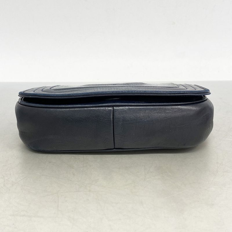 Chanel Shoulder Bag Lambskin Navy Gold Hardware Women