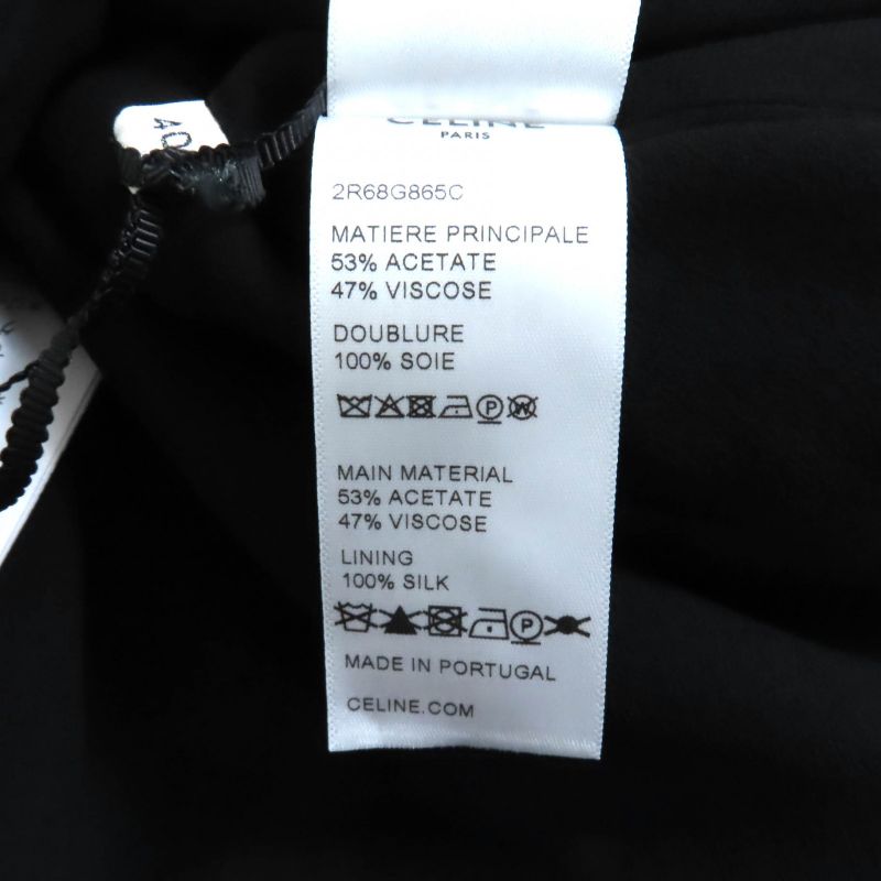 Celine 2r68g865c Triomphe Viscose Sable Workwear Dress Black 40 Women