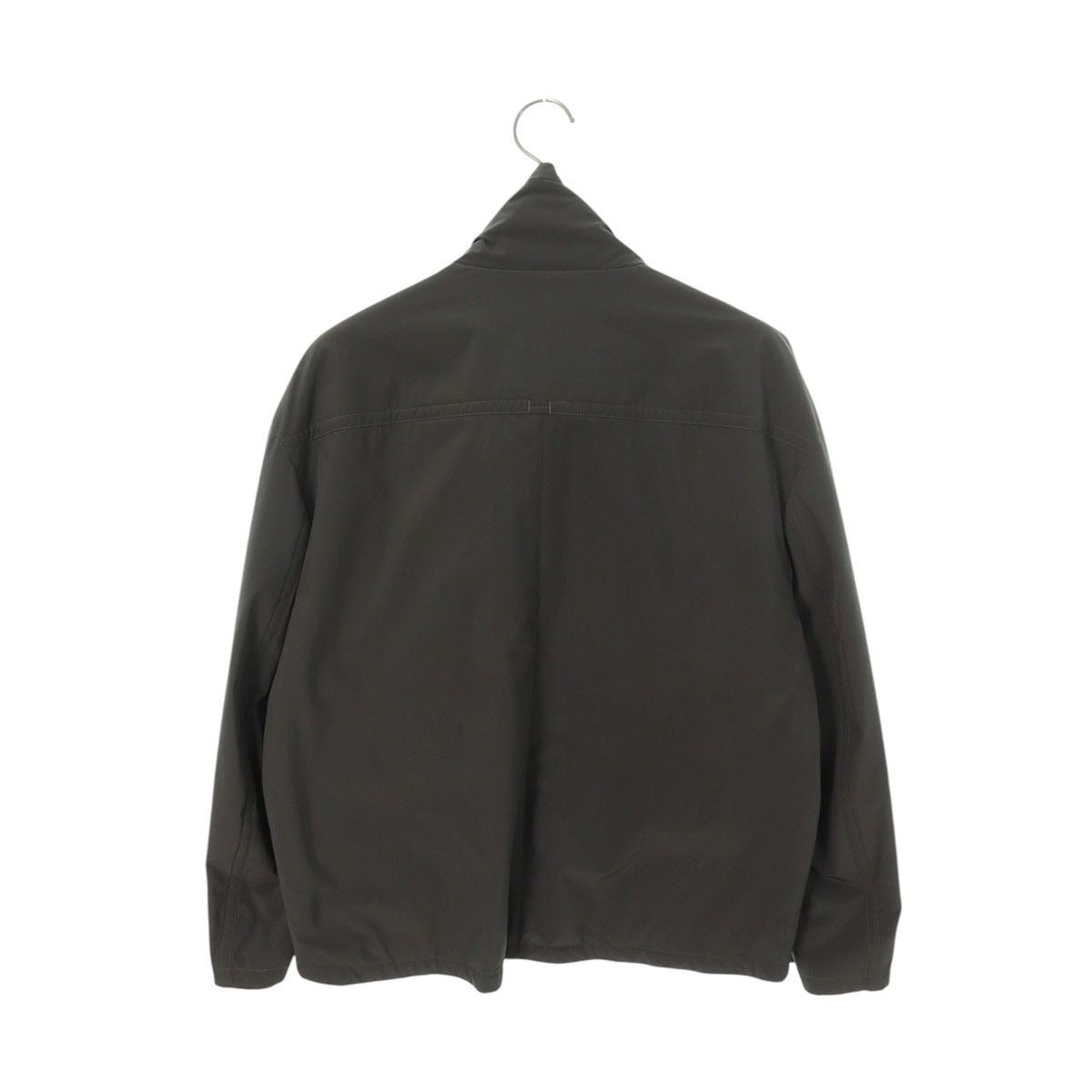 Hermes Lamb Leather Trim Button Nylon Jacket 46 Gray Black — view 2