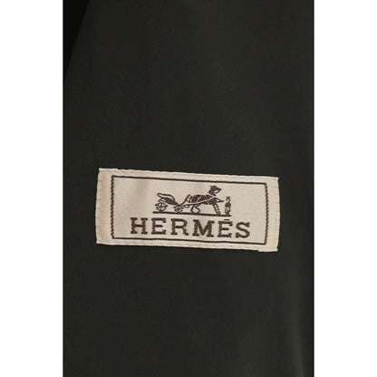 Hermes Lamb Leather Trim Button Nylon Jacket 46 Gray Black — view 3