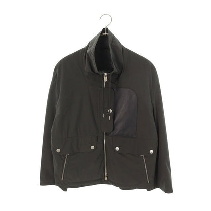 Hermes Lamb Leather Trim Button Nylon Jacket 46 Gray Black