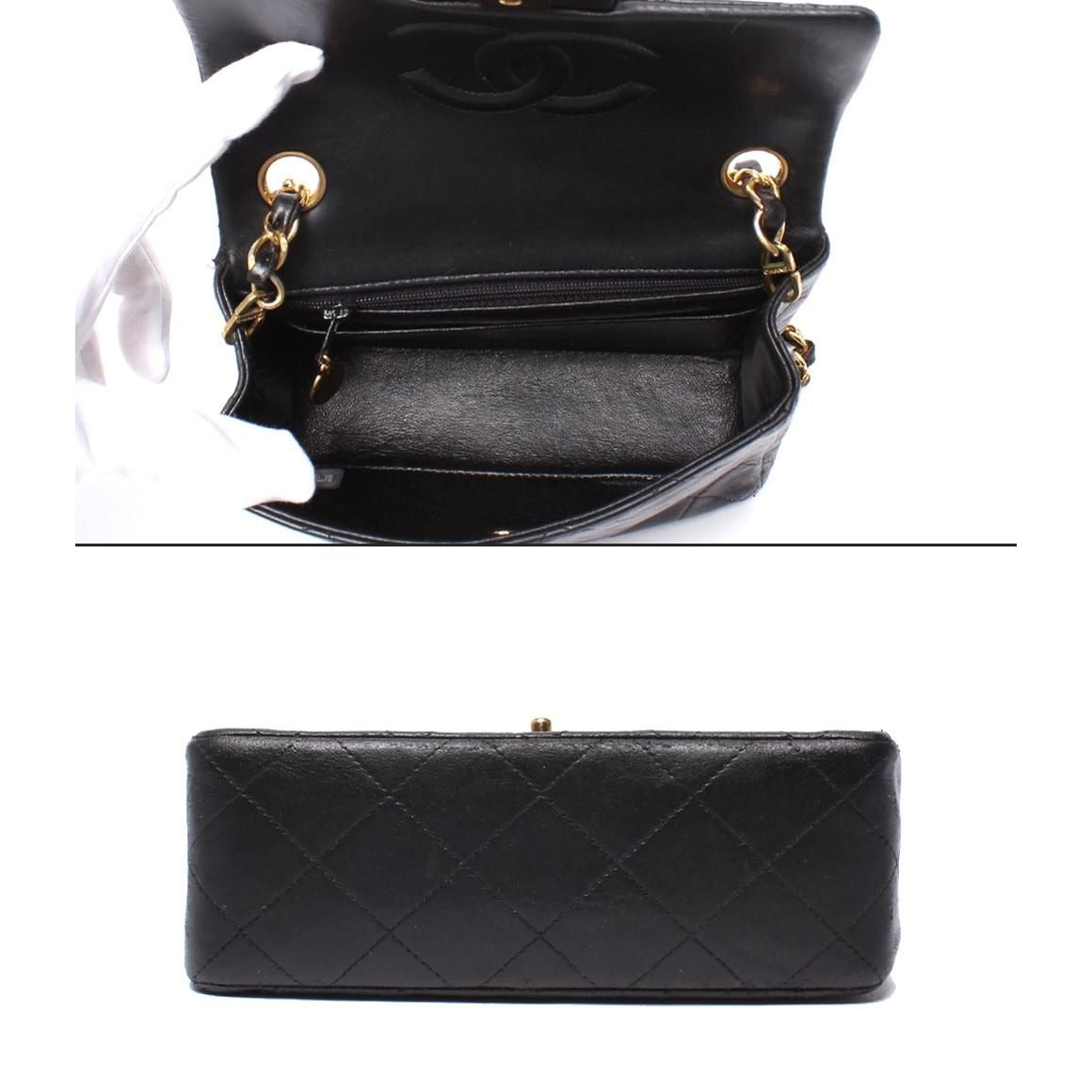Chanel Chain Shoulder Bag Gold Lambskin Single Flap — view 3