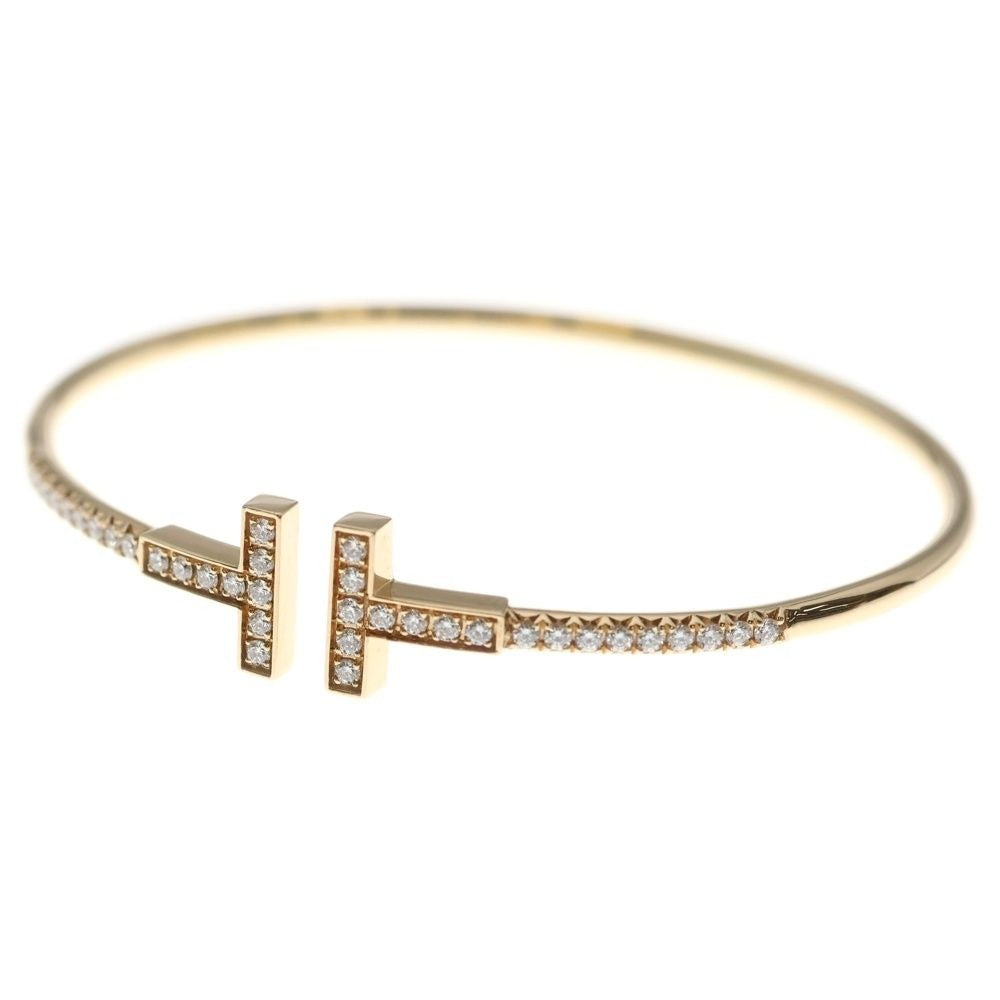 Tiffany & Co T Wire Diamond Pink Gold Bracelet Bangle