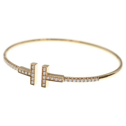 Tiffany & Co T Wire Diamond Pink Gold Bracelet Bangle