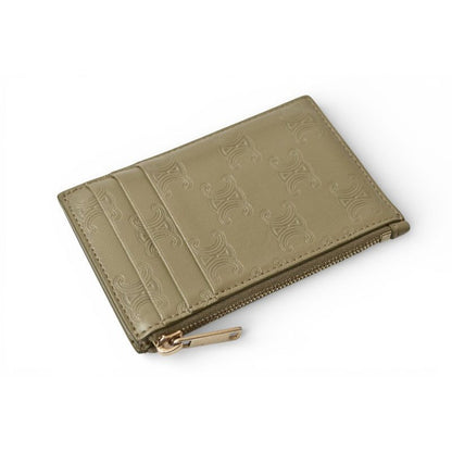 Celine Coin Case Card Holder Zip Triomphe Embossed Olive — view 7