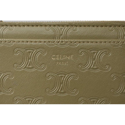 Celine Coin Case Card Holder Zip Triomphe Embossed Olive — view 8