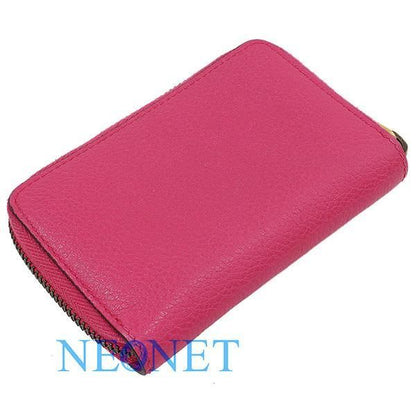 Gucci Logo Print Leather Design Round Zipper Coin Purse Case Compact Wallet