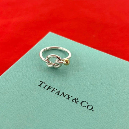Tiffany & Co Love Knot Ring 18k Yellow Gold Silver