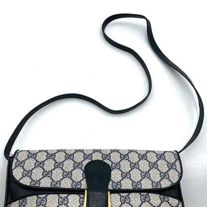 Gucci 378 001 Shoulder Bag GG Supreme Leather Navy Old Gucci Vintage Ladies Men