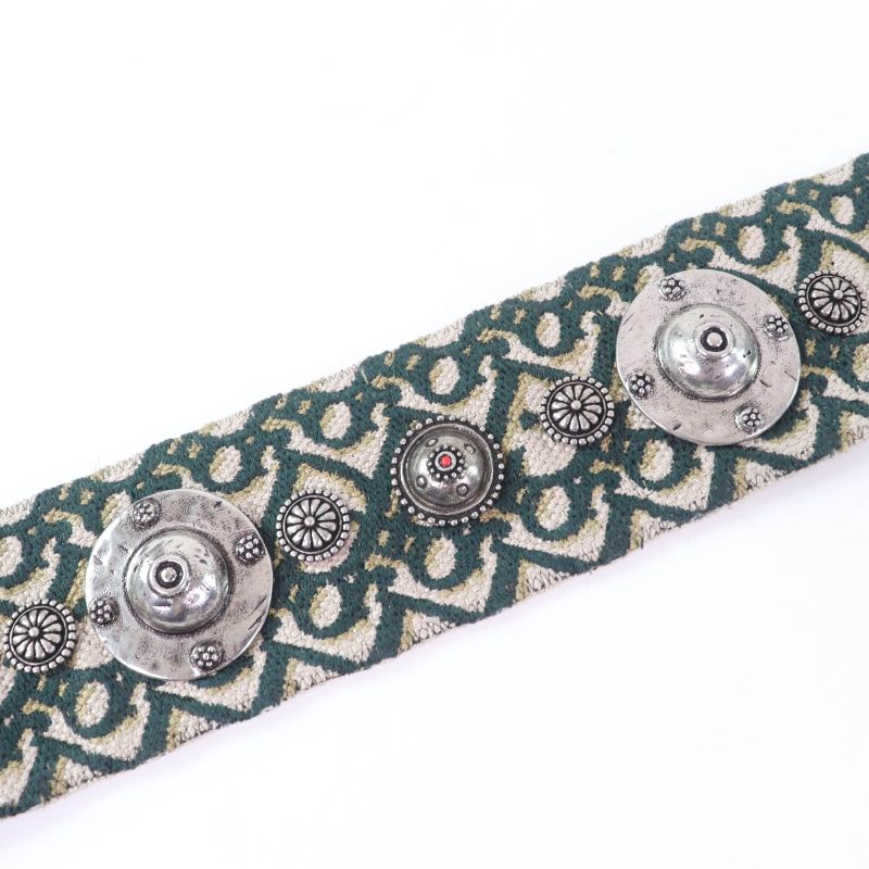 Christian DIOR Embroidery Shoulder Strap Oblique Greenish Women