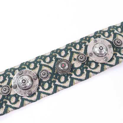 Christian DIOR Embroidery Shoulder Strap Oblique Greenish Women