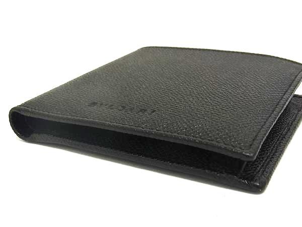 Bvlgari Leather Bifold Wallet Coin Purse Billfold Card Holder Men's Black