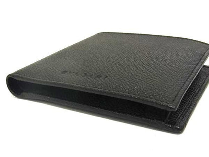 Bvlgari Leather Bifold Wallet Coin Purse Billfold Card Holder Men's Black