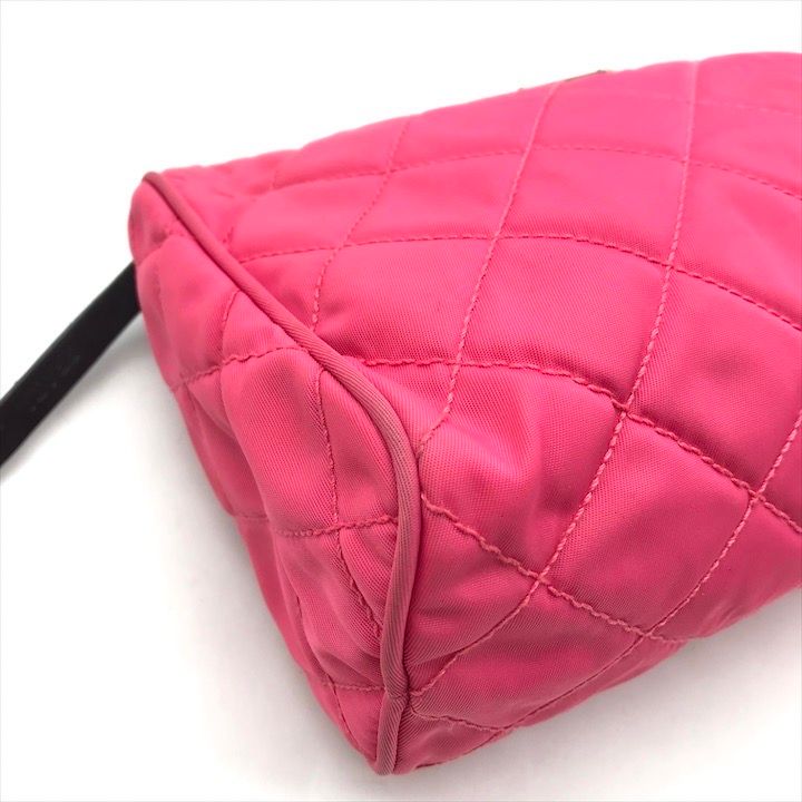 Prada Nylon Tessuto Quilted Pouch Case Pink