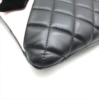 Chanel CC Logo Quilted Camellia Lambskin Clutch Black Pink Case