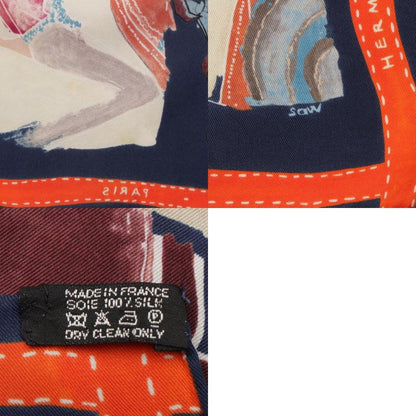 Hermes Carre 70 Paris Monami Fashion Show Silk Scarf Multicolor