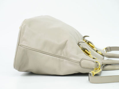Authentic Prada Leather 2WAY Shoulder Bag Handbag Gray Bag Pre-owned [follow-up