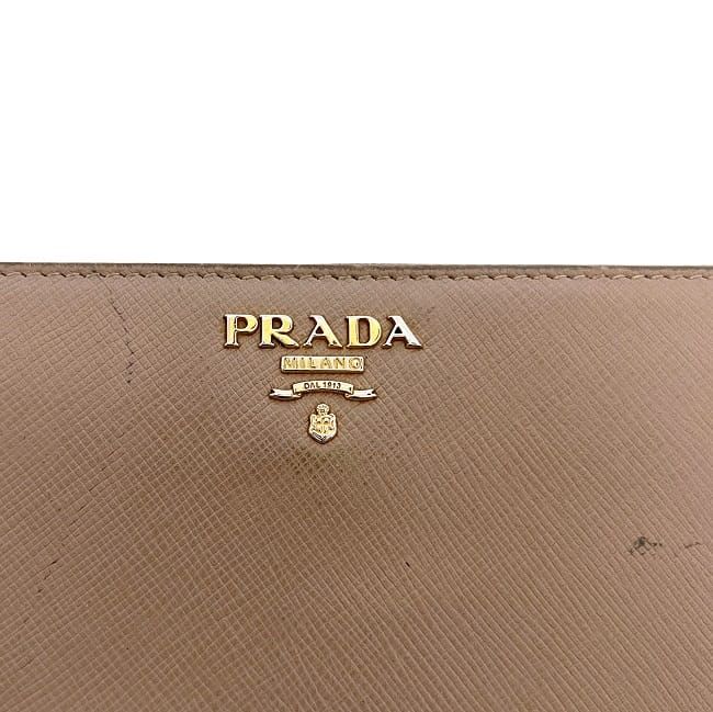 Prada Round Zipper Long Wallet Pink Beige Cammeo 1ml506