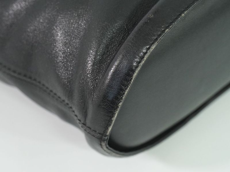 Authentic Loewe Anagram Tote Handbag Leather Black Anagram Bag Pre-owned