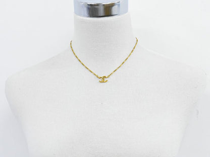 Authentic Chanel Coco Mark Necklace Pendant GP Gold Plated Accessories Jewelry