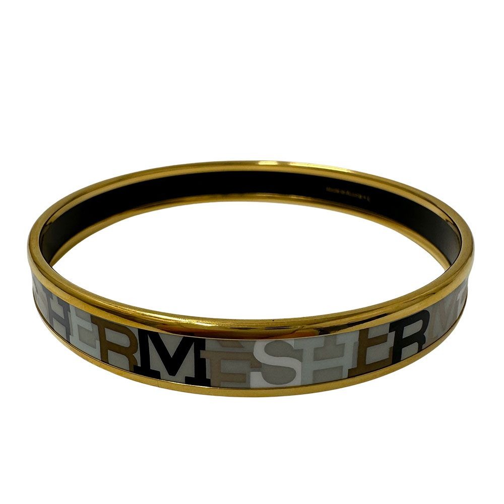 Hermes Bangle Carre Cheux Enamel PM' Brand GP Gold Black Stylish
