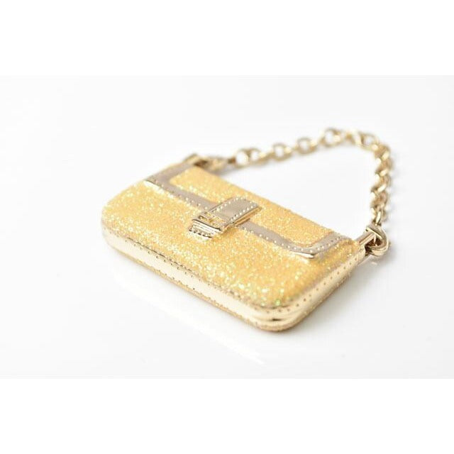 Fendi Key Holder Bag Charm Mamma Bucket Motif Metallic Yellow Gold Metal — view 2