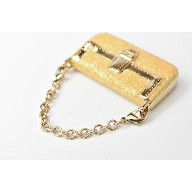 Fendi Key Holder Bag Charm Mamma Bucket Motif Metallic Yellow Gold Metal — view 4