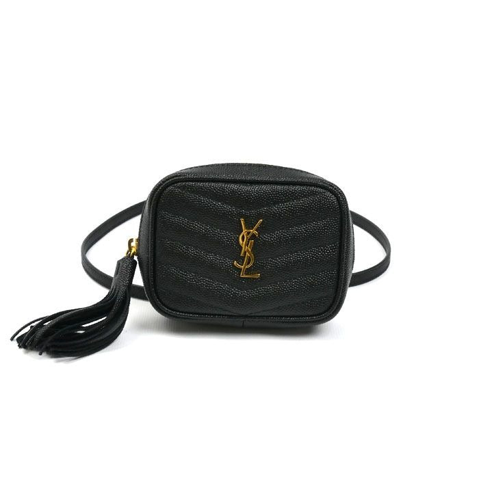 Saint Laurent Baby Leather Chain Shoulder Bag Black