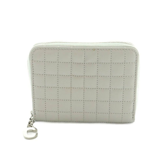 Celine Compact Zip Wallet Mini Zip Around Coin Purse Quilted Gray