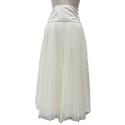 Christian Dior Plume Tulle Bottoms Nylon White Skirt Pleated Midi